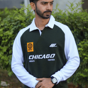 Winter Essential Premium Sweatshirt – Deep Green & White Raglan Design