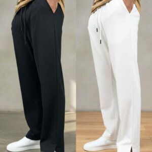 2 Pcs Comboo Solid Low Cut Baggy Joggers - White & Black