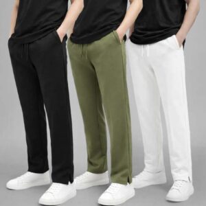 3 Pcs Comboo Step Low Cut Baggy Joggers - Black, White & Brown