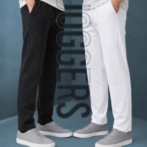 2 Pcs Comboo Step Low Cut Baggy Joggers - White & Black