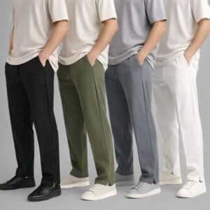 4 Pcs Comboo Solid Low Cut Baggy Joggers - White & Black ,Ass,Olive