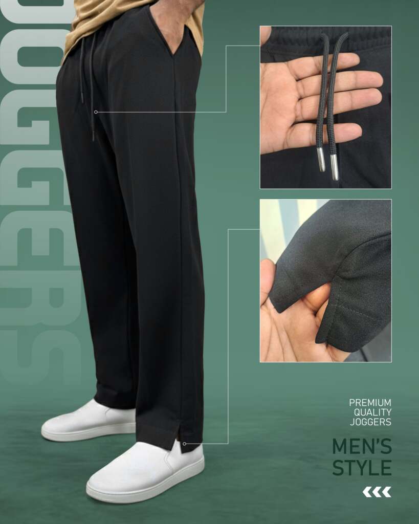 Solid Low Cut Baggy Joggers - Black